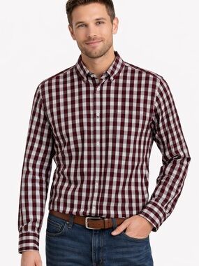 Nick Graham Red Plaid Button Down Shirt Men’s Size Large Modern Fit